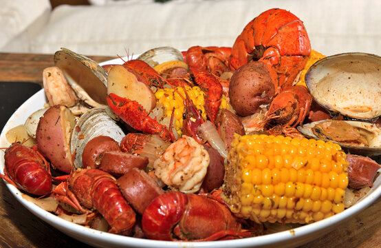 Cajun style seafood platter.