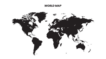 Obraz premium World map on white background. World map template with continents, North and South America, Europe and Asia, Africa and Australia