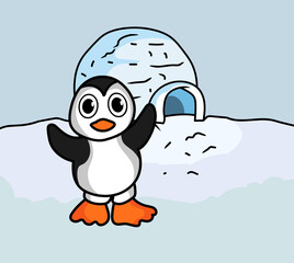 Cartoon Baby Penguin illustration Vector