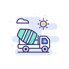 Water Truck vector filled outline icon style illustration. EPS 10 file