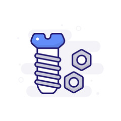 Nut bolt vector filled outline icon style illustration. EPS 10 file