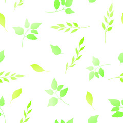 Green leaves. Vector illustration. Seamless pattern.