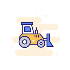 Bulldozer vector filled outline icon style illustration. EPS 10 file