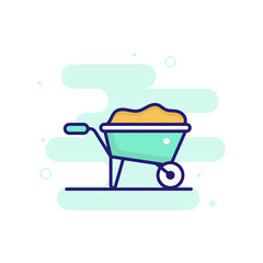 Wheel Barrow vector filled outline icon style illustration. EPS 10 file