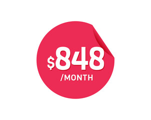 $848 Dollar Month. 848 USD Monthly sticker