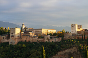 Fototapeta na wymiar Alhambra palace in sunset, Granada, Andalusia, Spain