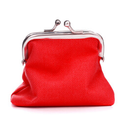 red cash wallet isolated on white background. Charge purse. Coin wallet. - 415410225