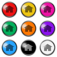 Home sign button icon set isolated on white with clipping path 3d illustration