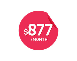 $877 Dollar Month. 877 USD Monthly sticker