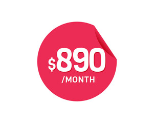 $890 Dollar Month. 890 USD Monthly sticker