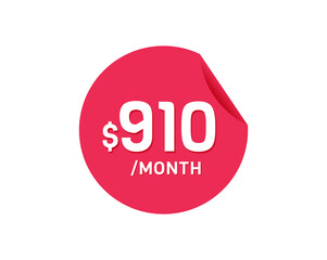 $910 Dollar Month. 910 USD Monthly sticker