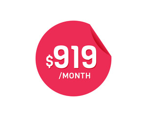 $919 Dollar Month. 919 USD Monthly sticker