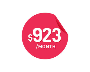 $923 Dollar Month. 923 USD Monthly sticker