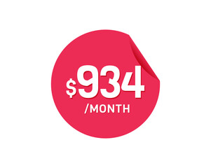 $934 Dollar Month. 934 USD Monthly sticker