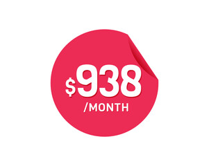 $938 Dollar Month. 938 USD Monthly sticker