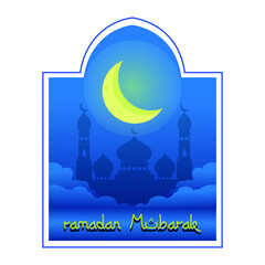 
Islamic themed illustration vector with the words "Ramadan Mubarak"