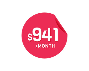 $941 Dollar Month. 941 USD Monthly sticker