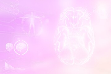Medical 3D illustration - human brain, brain development concept - detailed electronic texture