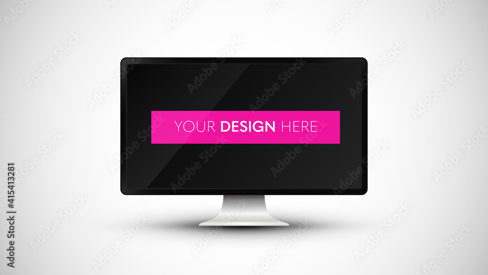 Poster pc computer monitor or tv isolated on light background - vector