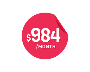 $984 Dollar Month. 984 USD Monthly sticker