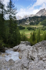 the Cascades de Pisciadu in Corvara, Dolomites, South Tyrol, Italy, September