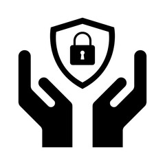 Hope icon, human hand with shield symbol,  help and protection  graphic design, support vector illustration