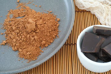 Organic cacao powder and broken dark chocolate