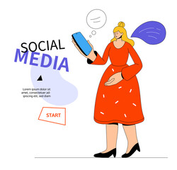 Social media - modern colorful flat design style web banner