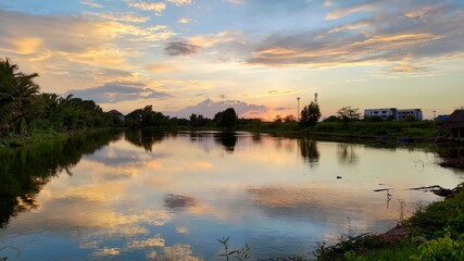 sunset over the lake