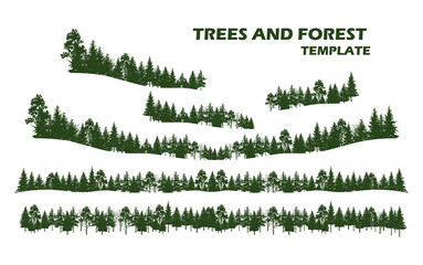 forest trees foreground and background template vector collections