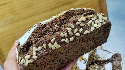 cake with chocolate and nuts