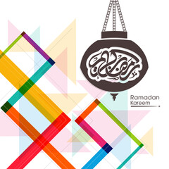 Arabic Calligraphic text of Ramadan Kareem for the Muslim community festival celebration.	