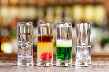 Selective cocktails on the bar