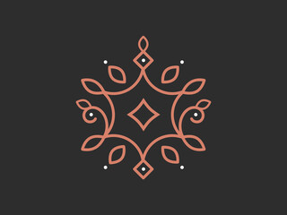 Ornament in natural style on a dark background