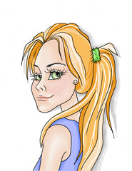 vector Illustration of a young girl on a white background