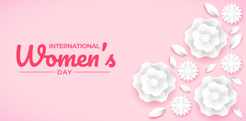 International Women's Day Paper Style Floral Banner