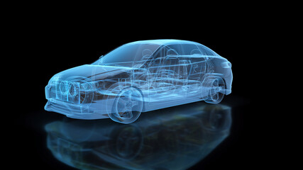 3d rendered illustration of 3d Car Scanning Hud Hologram v2. High quality 3d illustration