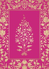 wedding card design, paisley floral pattern , India	