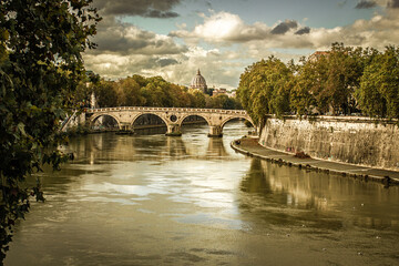 bridge over the Tiber river, Rome