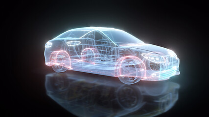 3d rendered illustration of 3d Car Scanning Hud Hologram. High quality 3d illustration