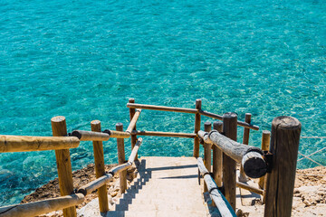View of cala vidre with beautiful turquoise sea water, Ametlla de Mar, Tarragona