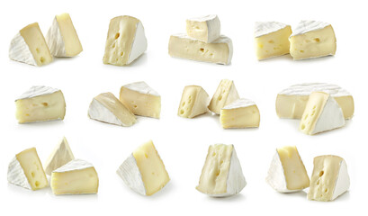 pieces of brie cheese - obrazy, fototapety, plakaty