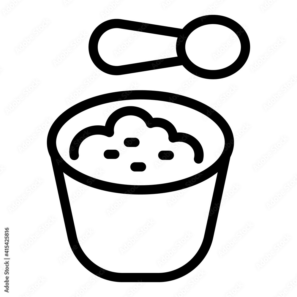 Poster spoon mashed potatoes icon. outline spoon mashed potatoes vector icon for web design isolated on whi