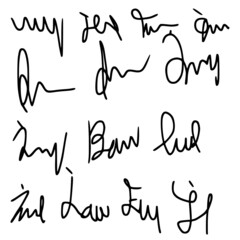 Ink pen signature lines vector.Hand drawn calligraphy lettering.Business autograph.