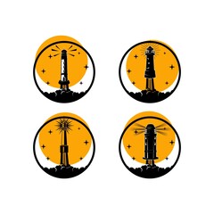 modern and creative set of  light house logo design vector