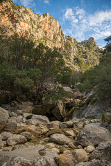 Biniaraix, Tramuntana Valley Mallorca. Mountains and ancient Stone Walls