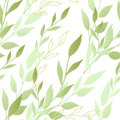 Fototapeta premium Decorative leaves. Seamless pattern. Vector illustration.