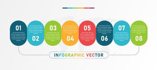 Infographic business concept design with icons and 8 options or steps. Can be used for flow charts, presentations, websites, banners, publications, EPS 10.