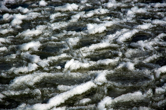 Ice texture on Lake Balaton in winter time, Hungary