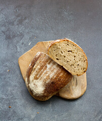 Traditional sourdough bread on the board